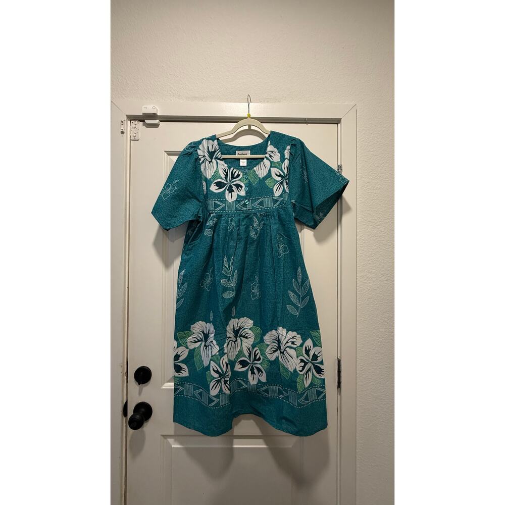 Anthony Richards Tropical Floral Dress – Teal – Size Medium - Picture 2 of 4